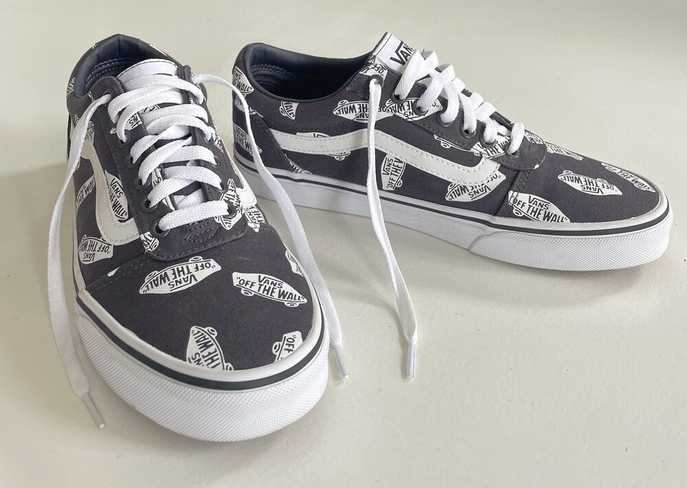 VANS EUC Off The Wall Ward Logo Shoes Mens Sz 8.5 Gray 500714 Canvas Skate Rare